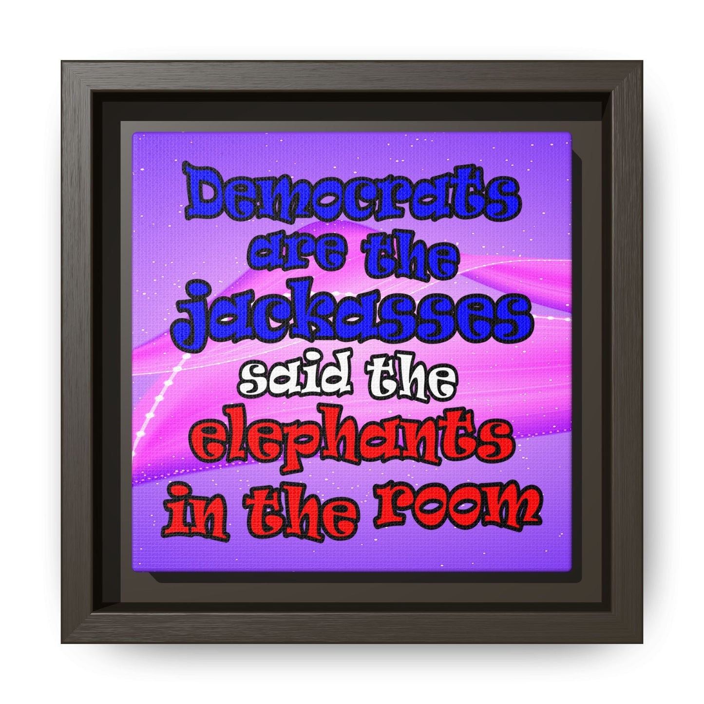 donkeys and elephants - framed canvas art (purple-pink wave)