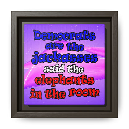 donkeys and elephants - framed canvas art (purple-pink wave)