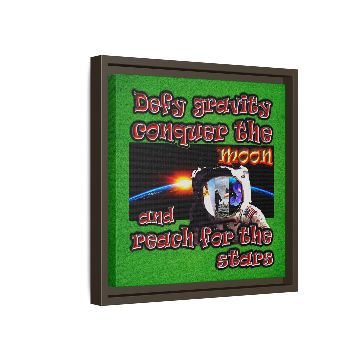 defy conquer reach - framed canvas art (green turf)