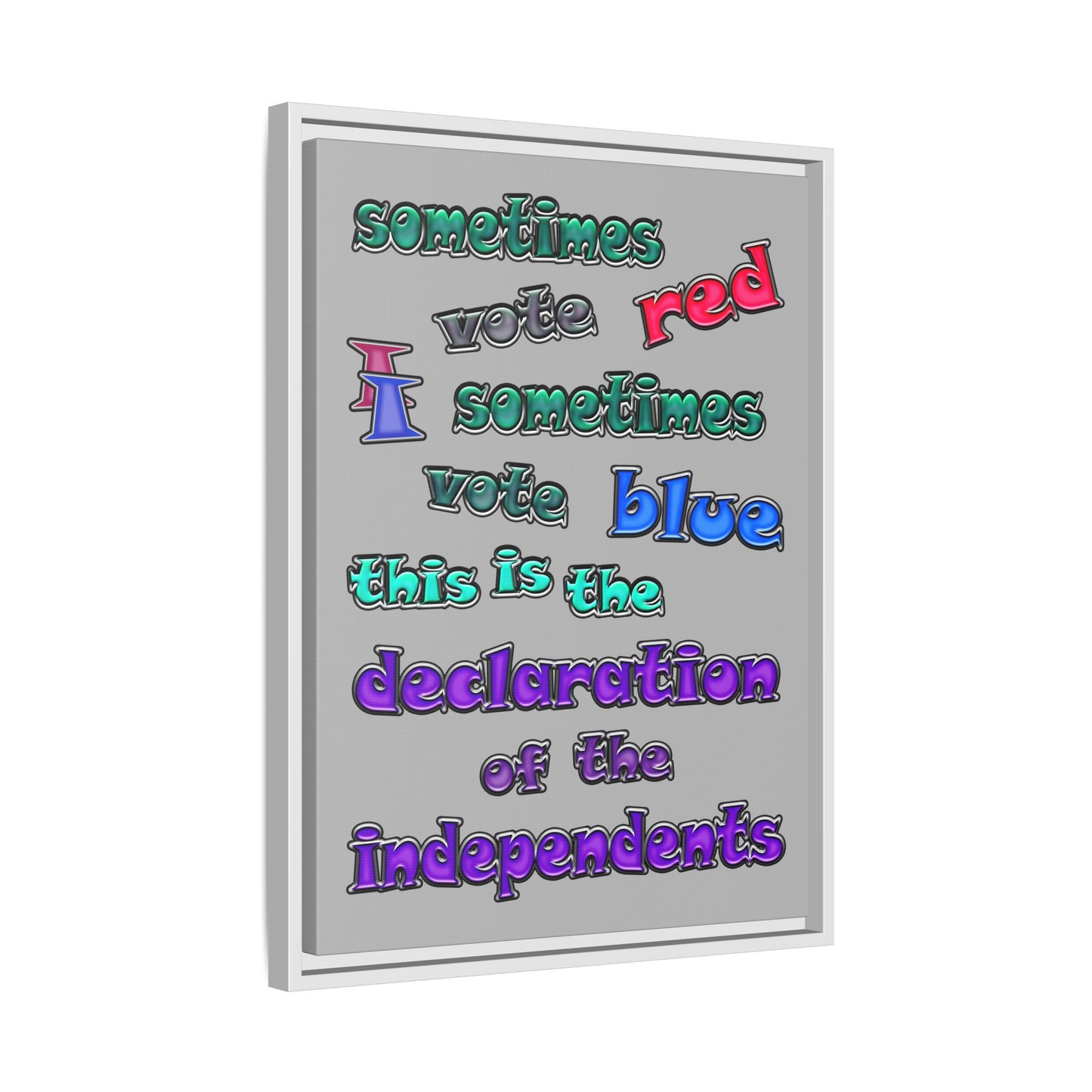 declaration of the independents - framed canvas art (light grey)