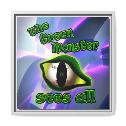 green monster - framed canvas art (grey-pink wave)