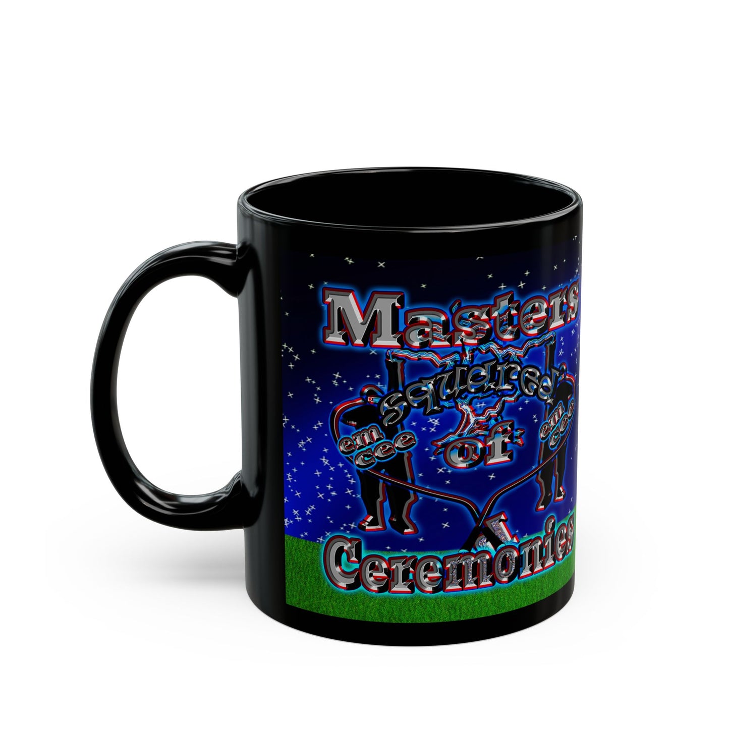 em cee squared - Black Mug ('snoops' background)