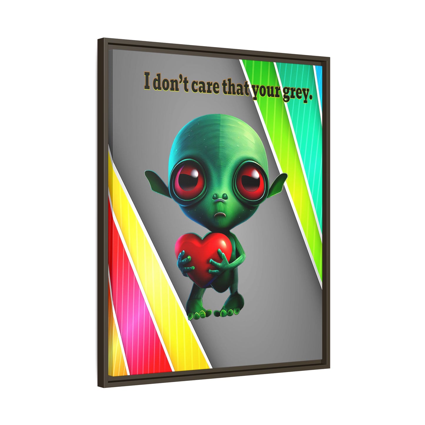 I don't care that your grey - framed canvas art (rainbow split)