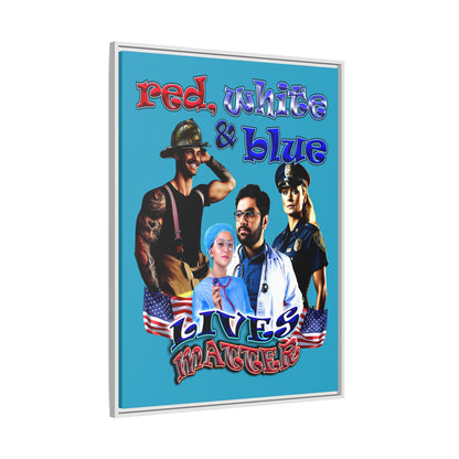rw&b lives matter - framed canvas art (turquoise)