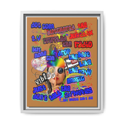 drop the beat - framed canvas art (light brown)