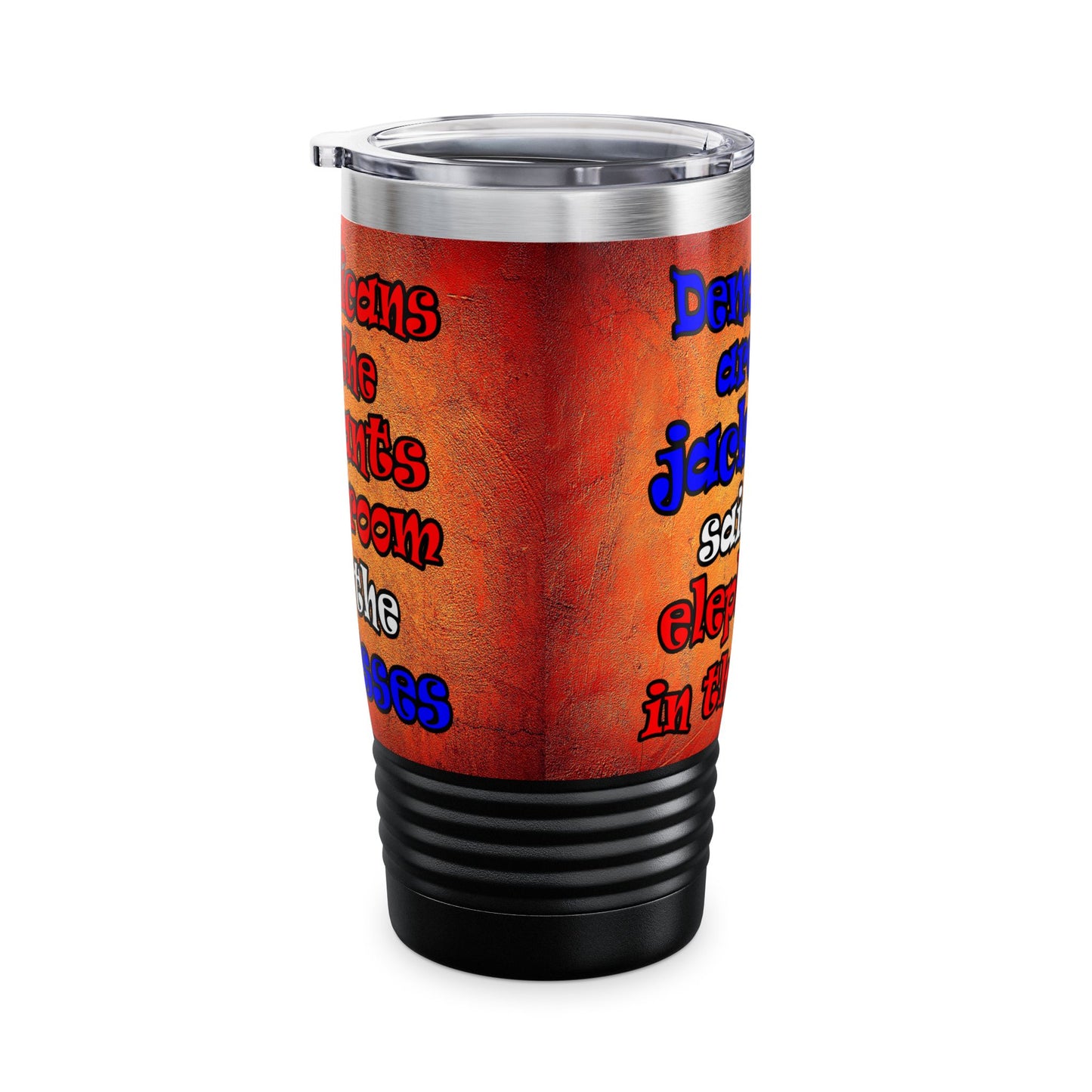 donkeys and elephants - Ringneck Tumbler, 20oz (burnt orange)