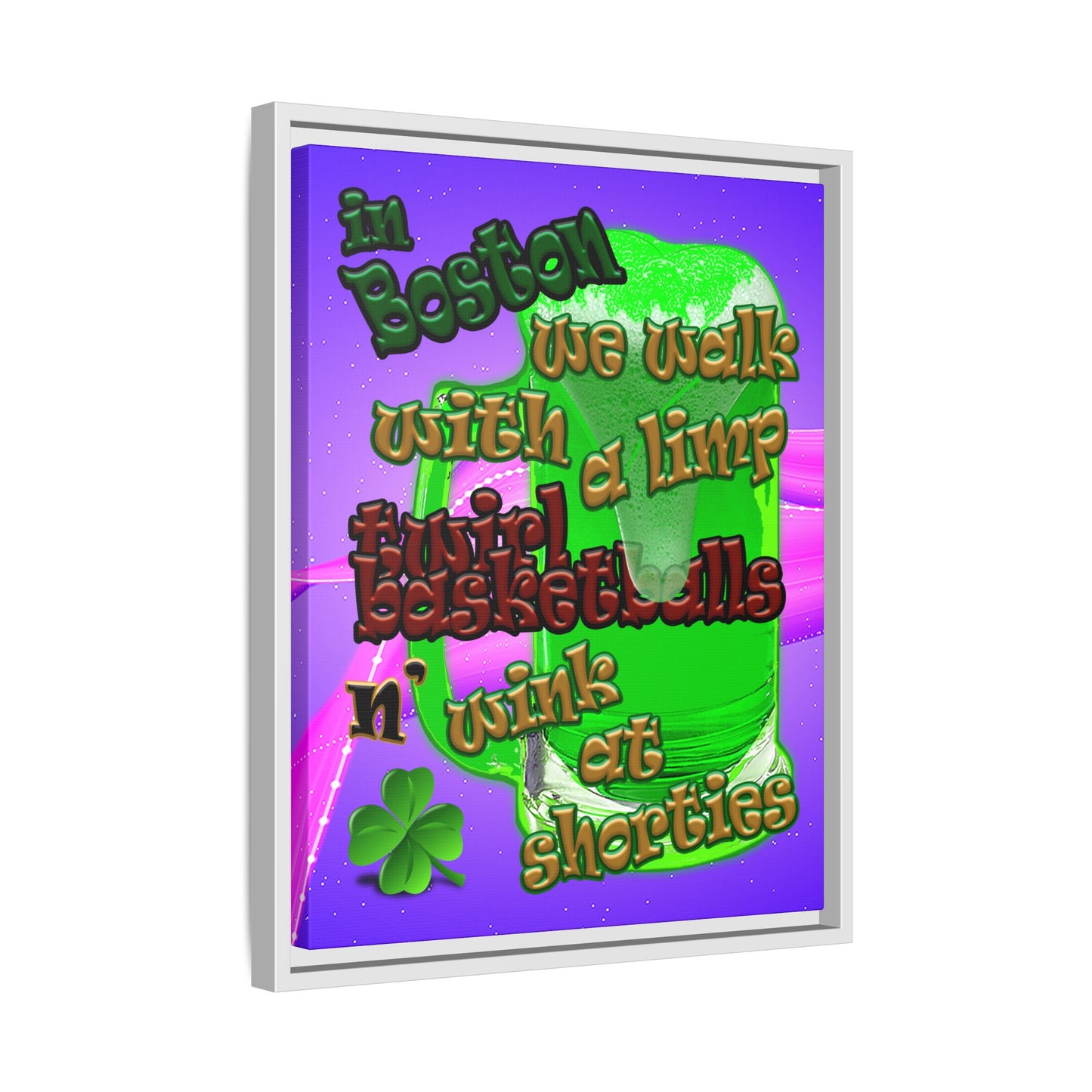 celtics logo - framed canvas art (purple-pink wave)