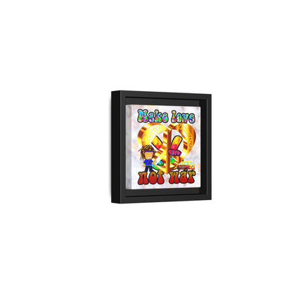 love peace - framed canvas art (white marble)