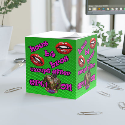 hoes b4 bros - note cube (logo green)