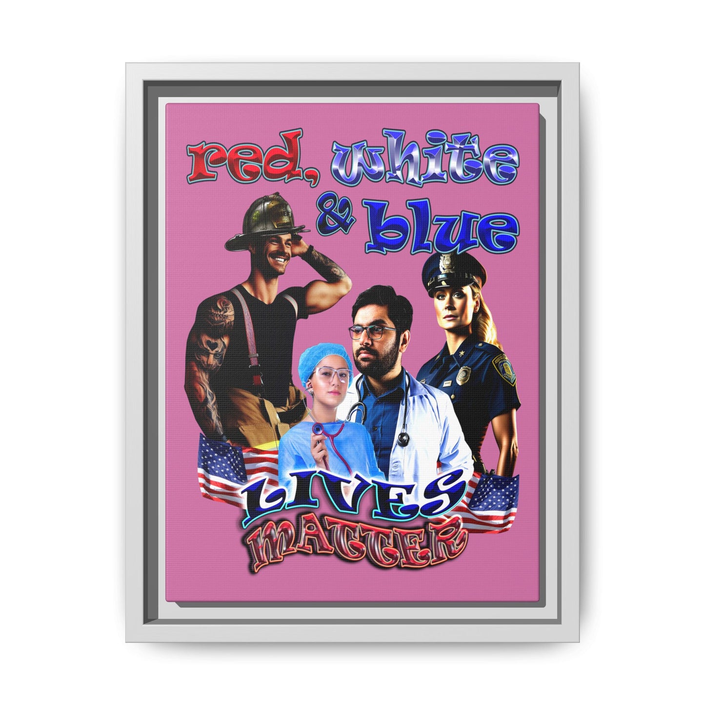 rw&b lives matter - framed canvas art (light pink)