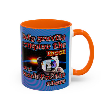 defy conquer reach - Accent Mug (light blue-purple wave)
