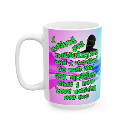 noticed you noticing - White Mug (light blue-pink wave)