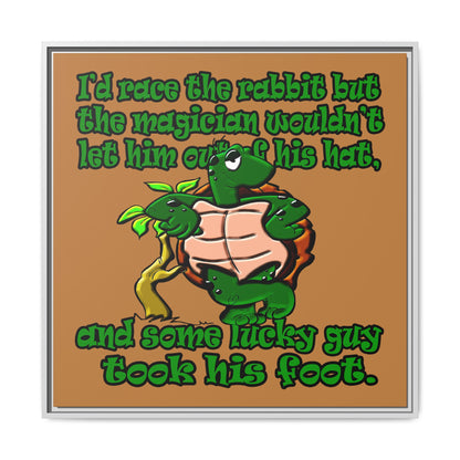 turtle race - framed canvas art (light brown)
