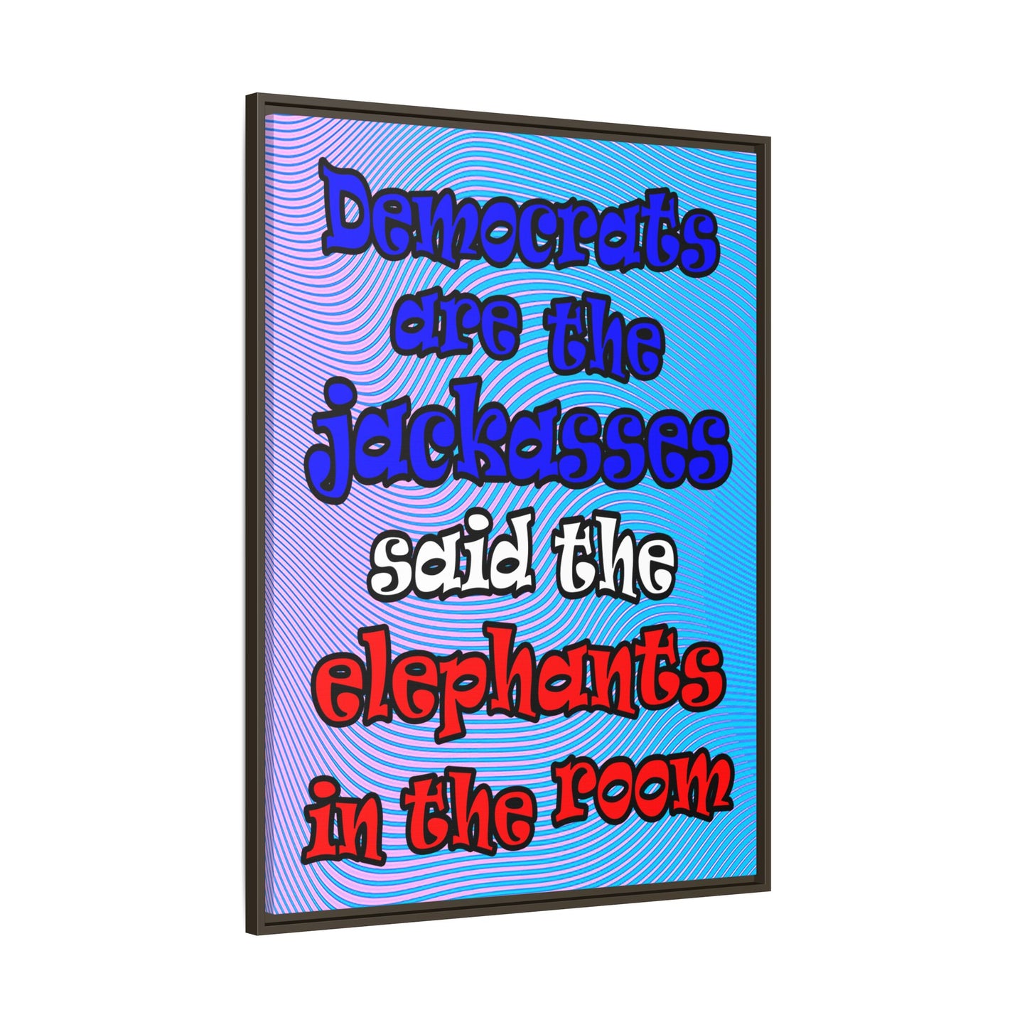 donkeys and elephants - framed canvas art (light blue-purple wave)