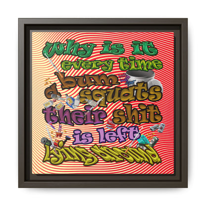 the bum's shit - framed canvas art (yellow-orange wave)