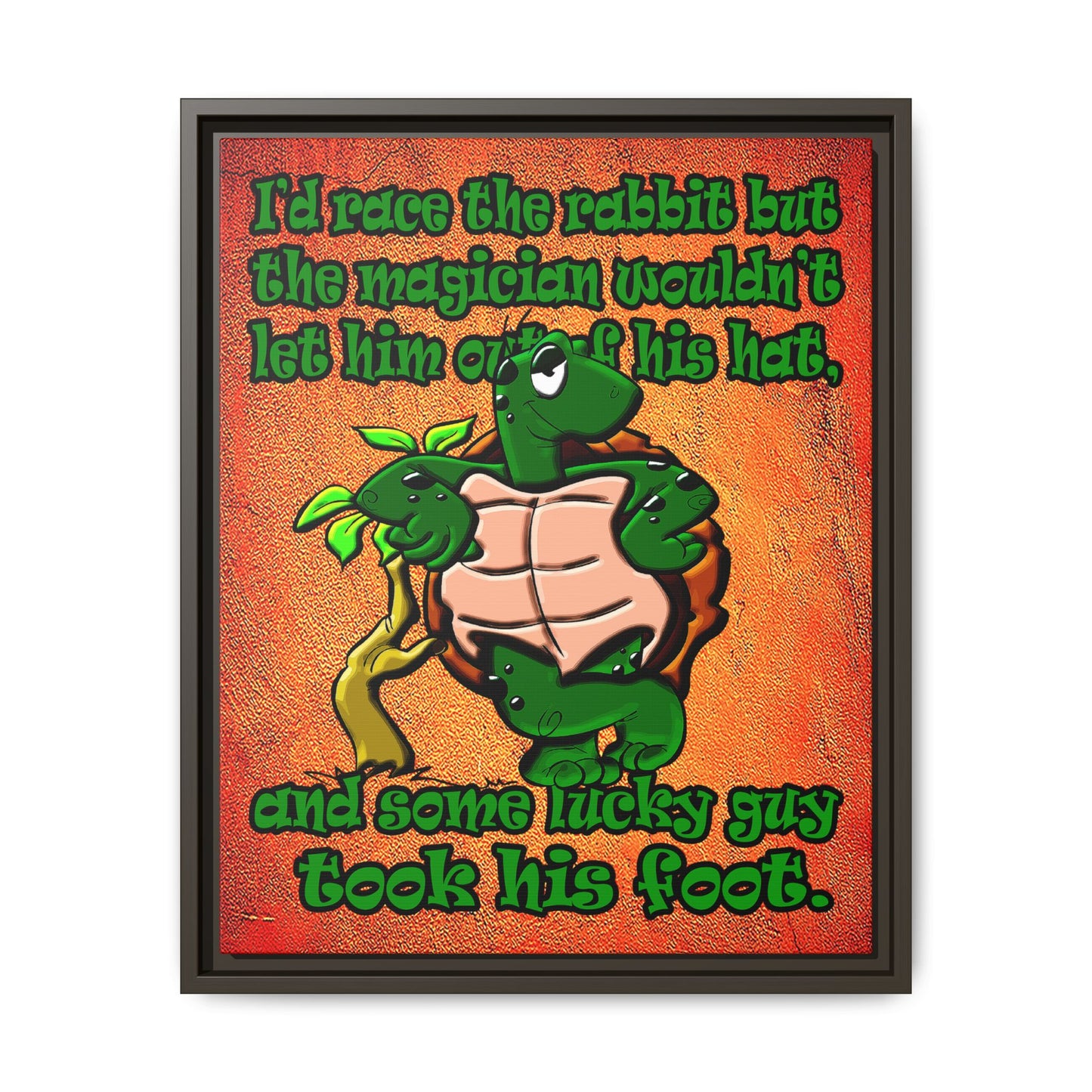 turtle race - framed canvas art (burnt orange)