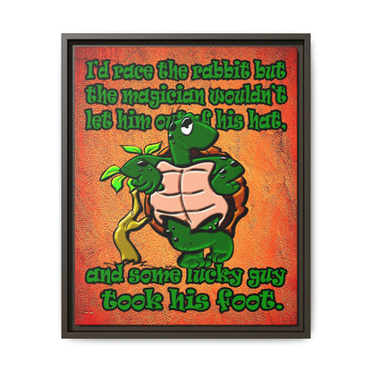 turtle race - framed canvas art (burnt orange)
