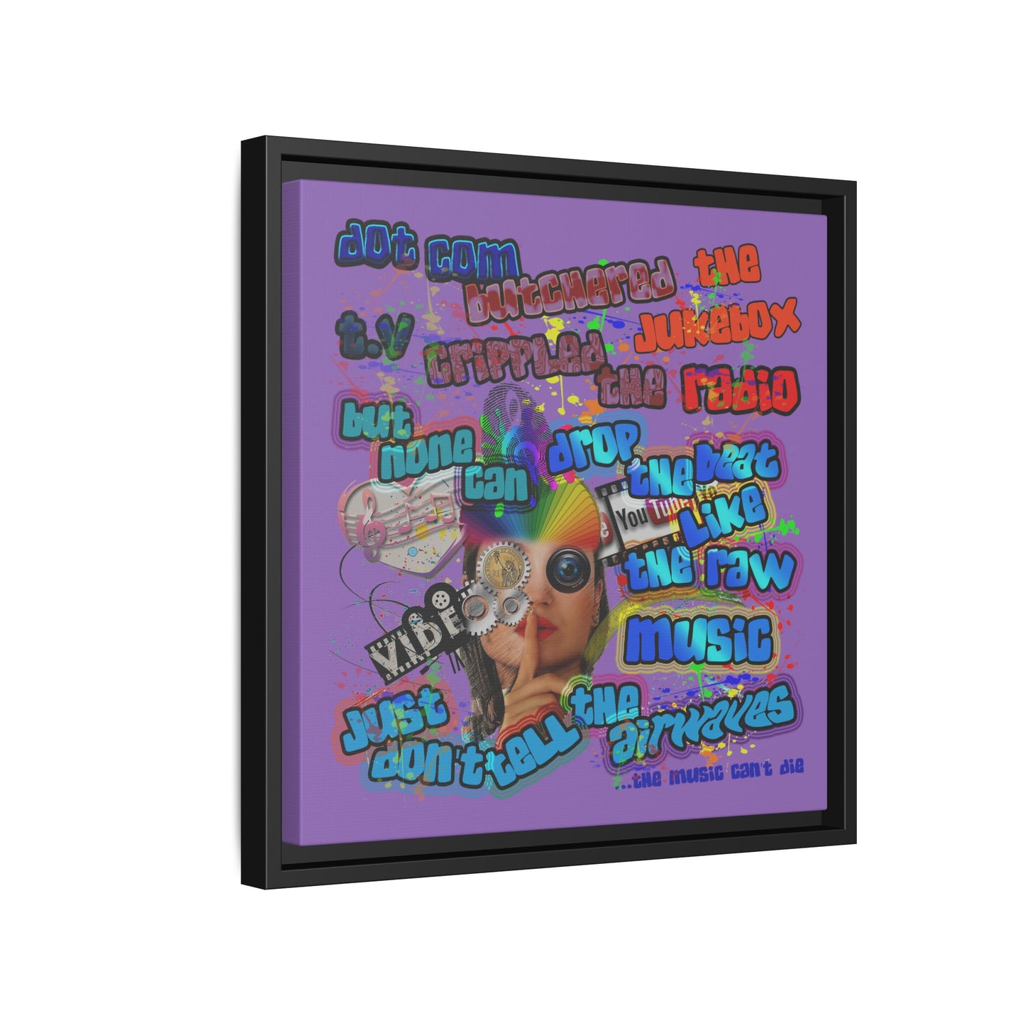 drop the beat - framed canvas art (light purple)