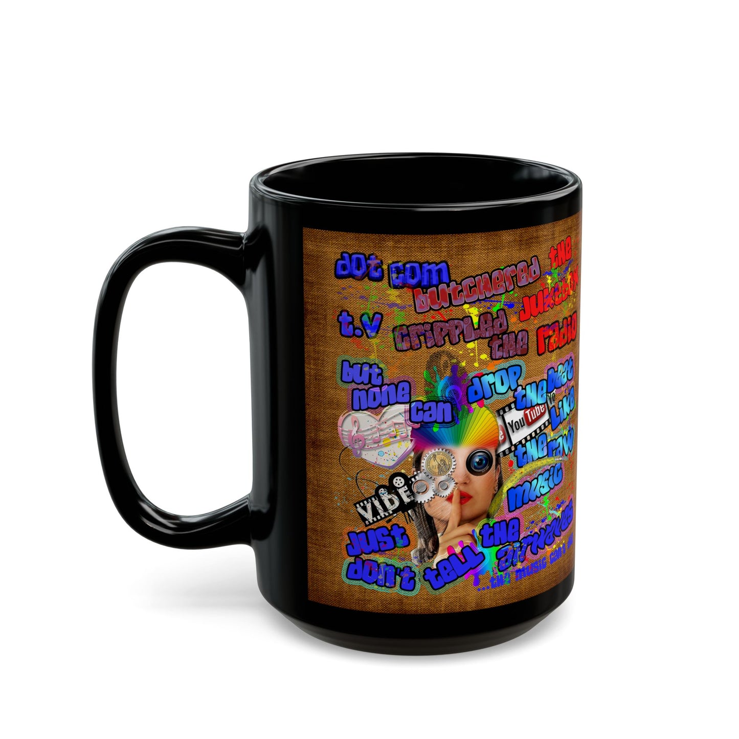 drop the beat - Black Mug (brown papyrus)