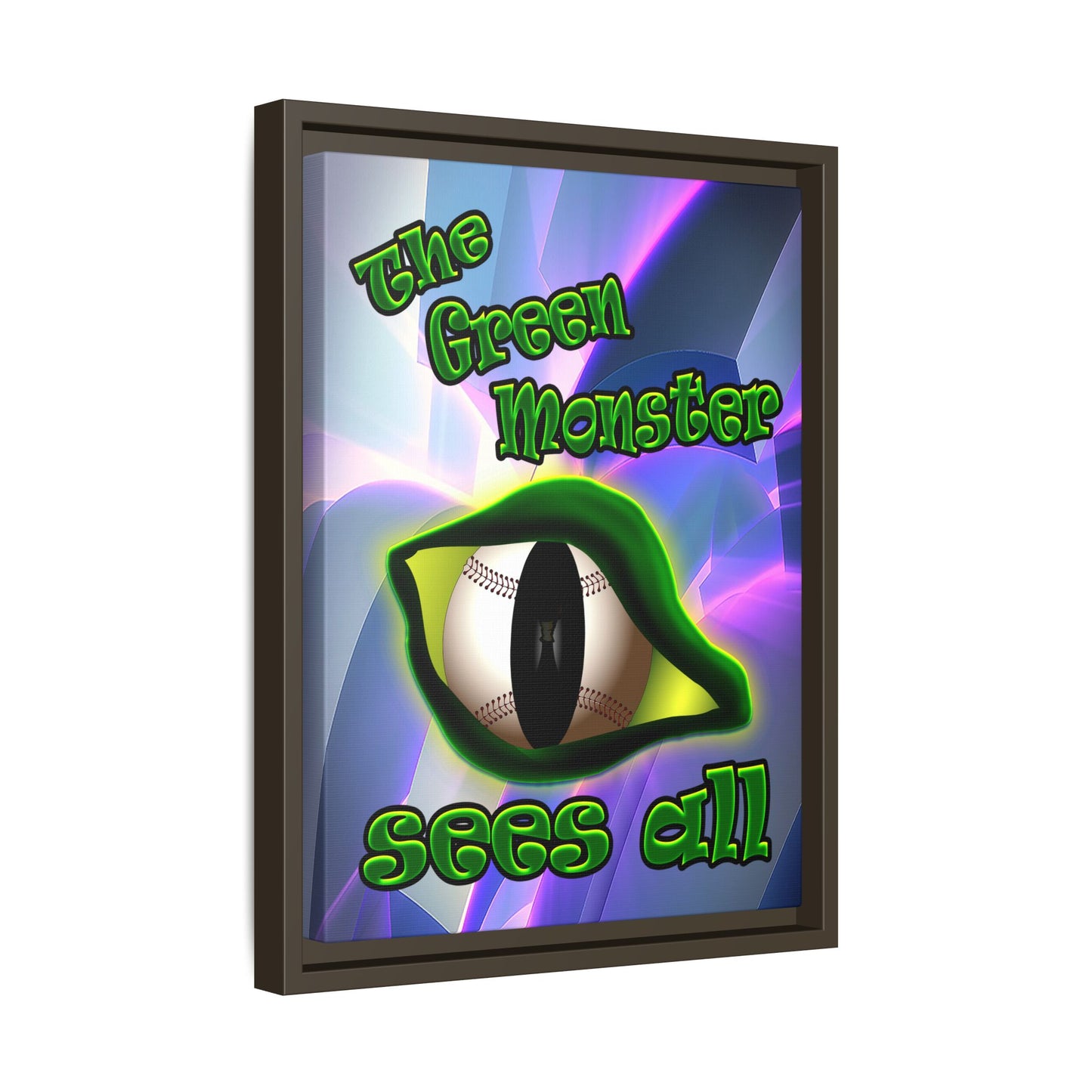green monster - framed canvas art (grey-pink wave)