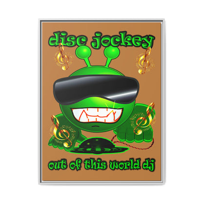 disc jockey - framed canvas art (light brown)