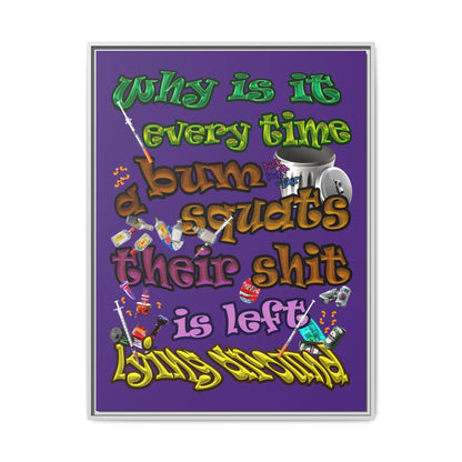 the bum's shit - framed canvas art (purple)