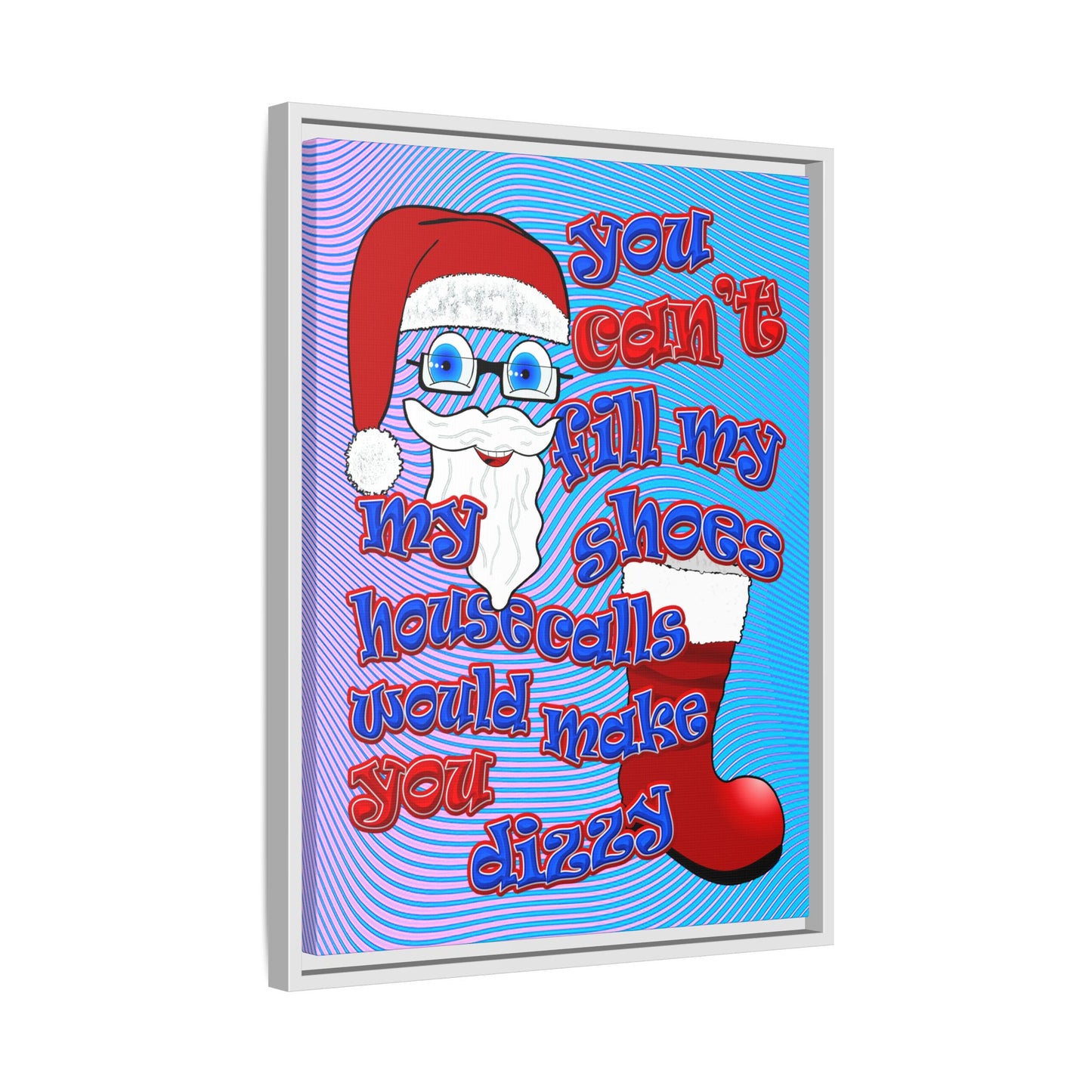 santa's shoes - framed canvas art (light blue-purple wave)