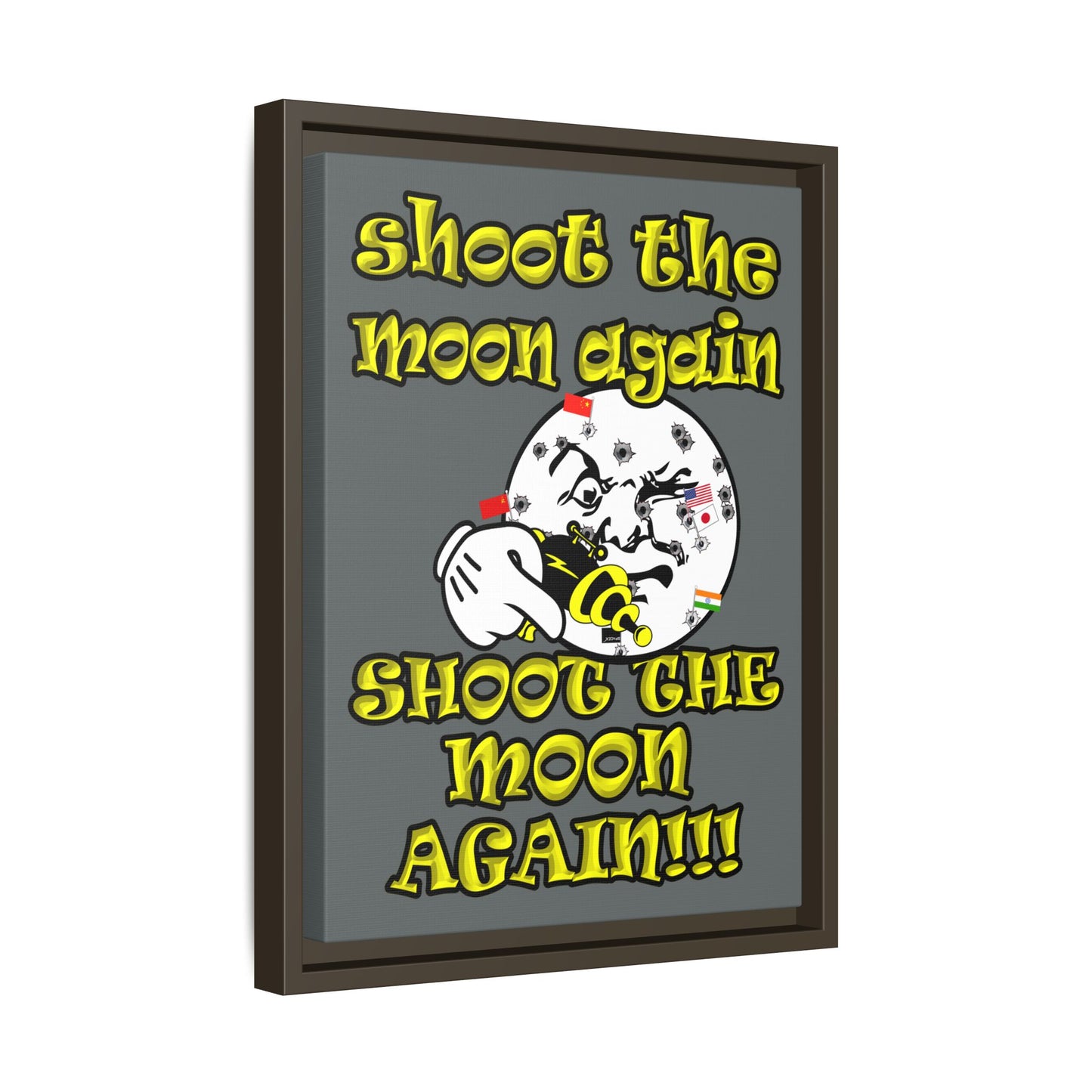 shoot the moon again - framed canvas art (dark grey)