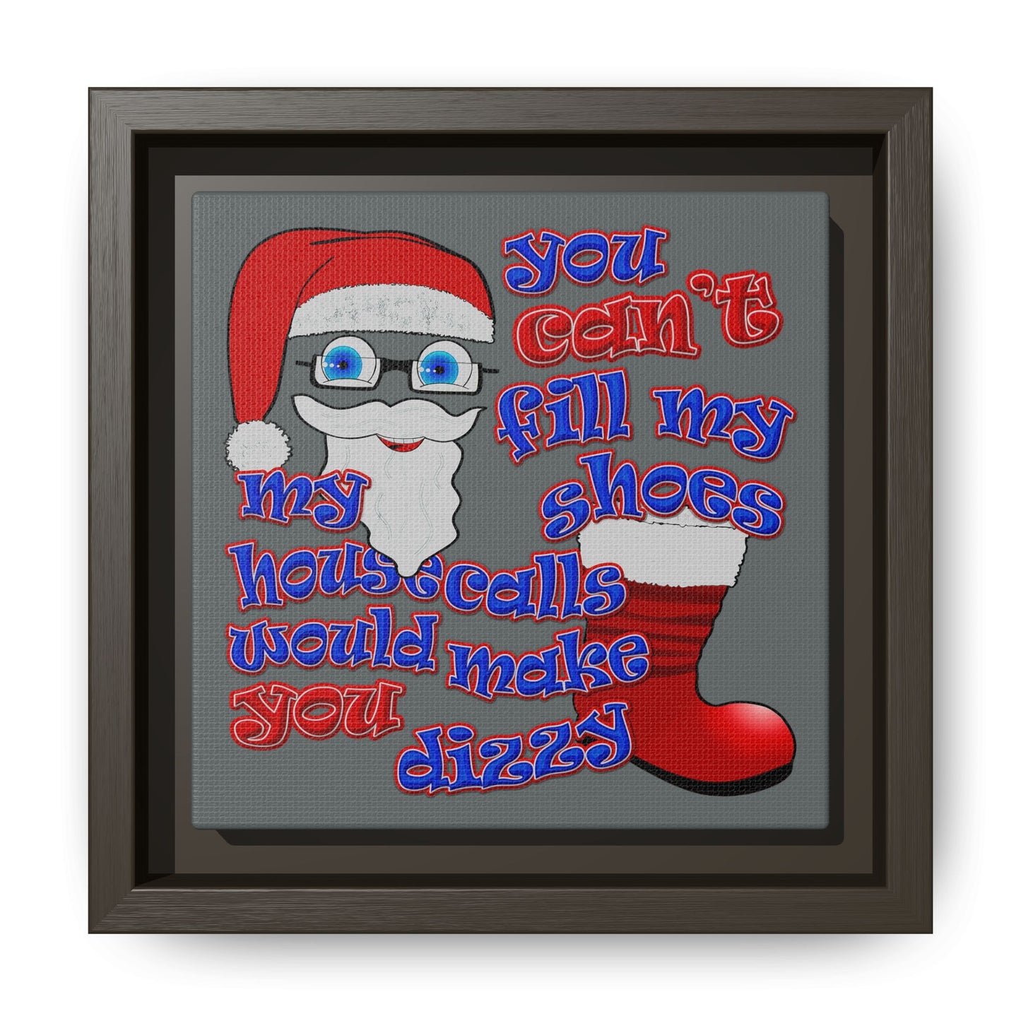 santa's shoes - framed canvas art (dark grey)