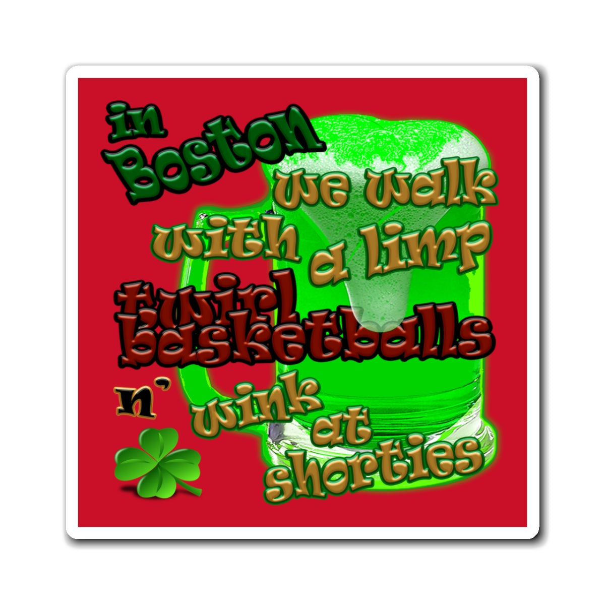 celtics logo - Magnets - (dark red)