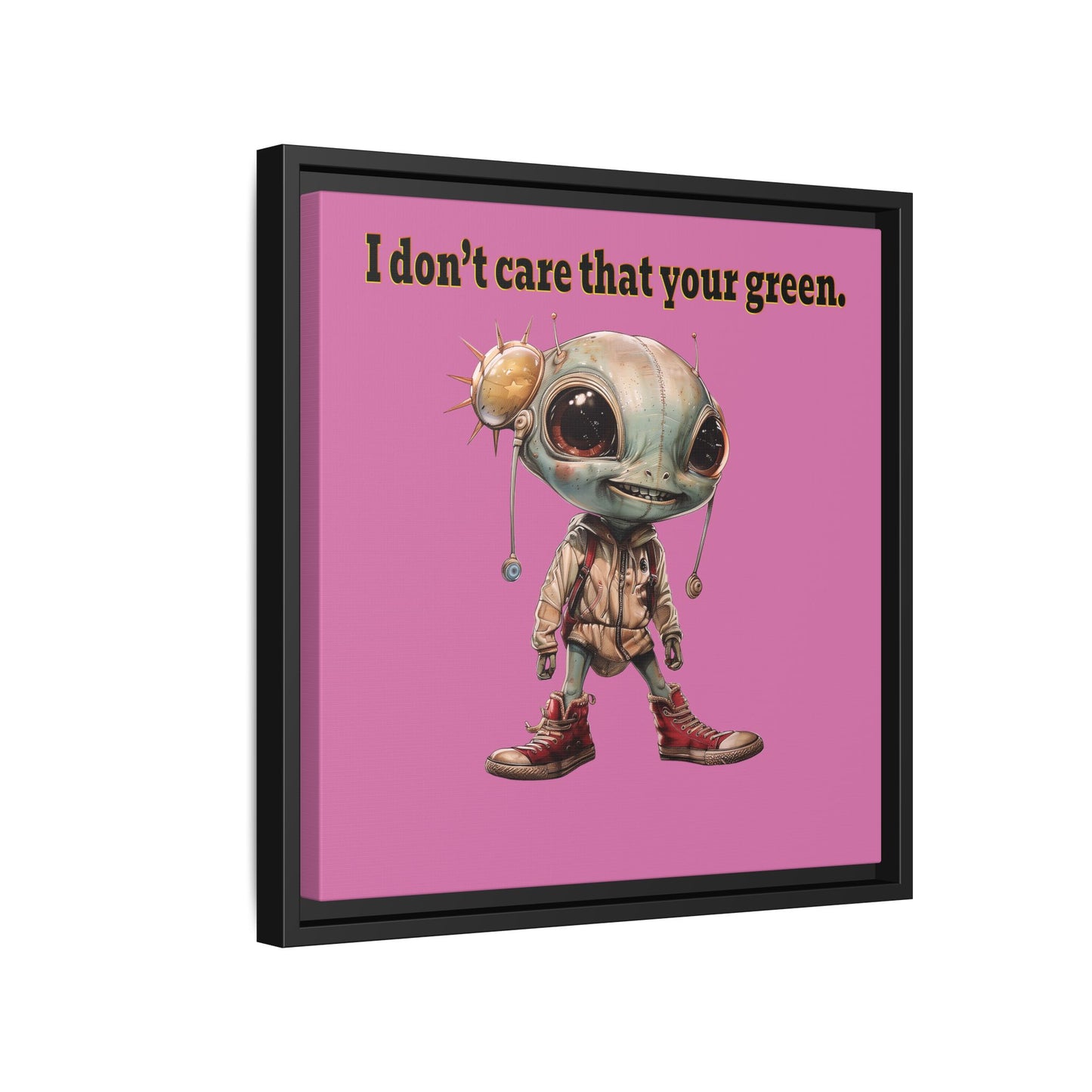 I don't care that your green - framed canvas art (light pink)