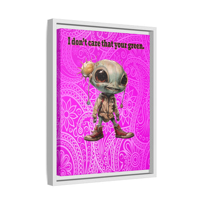 I don't care that your green - framed canvas art (pink swirl)