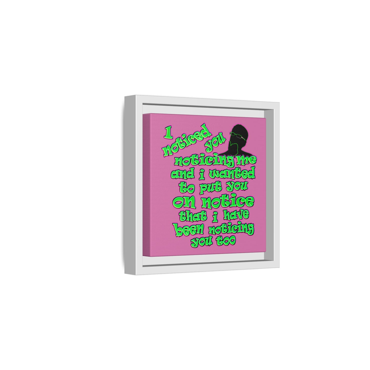 noticed you noticing - framed canvas art (light pink)
