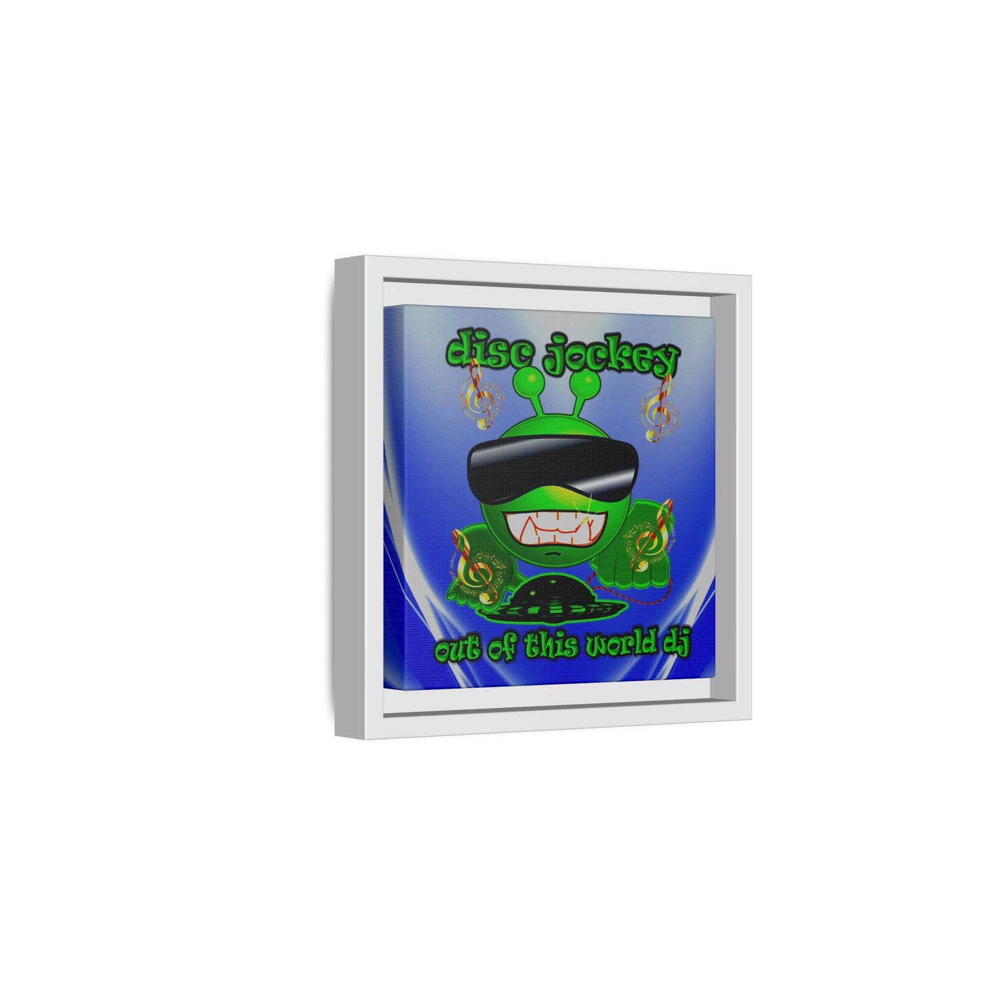 disc jockey - framed canvas art (blue-white wave)
