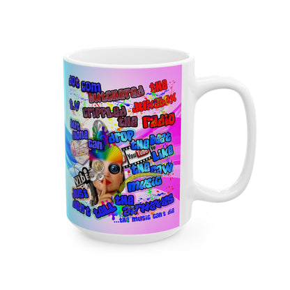 drop the beat - White Mug (light blue-pink wave)