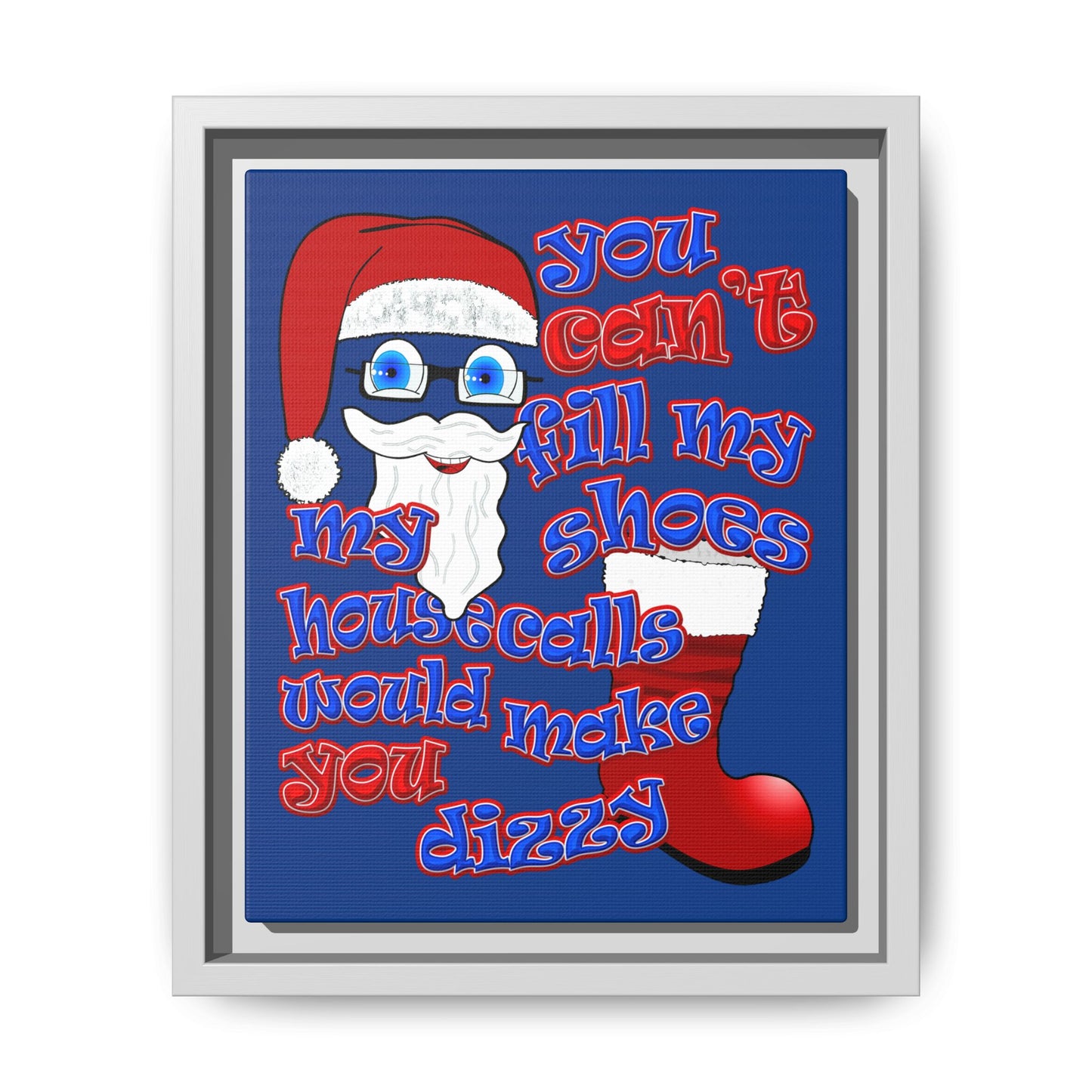 santa's shoes - framed canvas art (dark blue)
