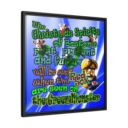 christmas spirits of boston - framed canvas art (blue-white wave)
