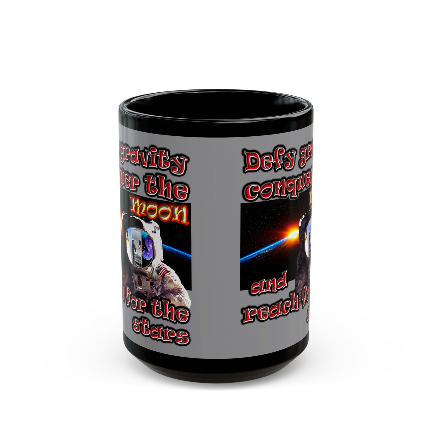 defy conquer reach - Black Mug (grey)