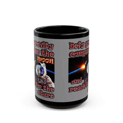 defy conquer reach - Black Mug (grey)