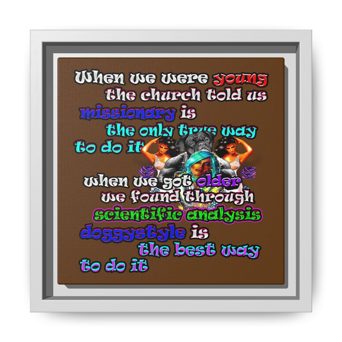 doggystyle - framed canvas art (brown)