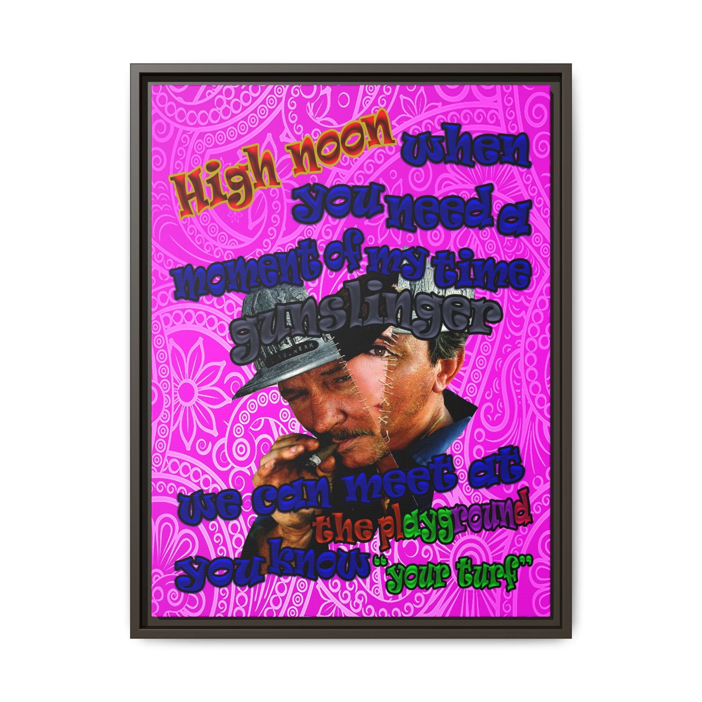 high noon - framed canvas art (pink swirl)