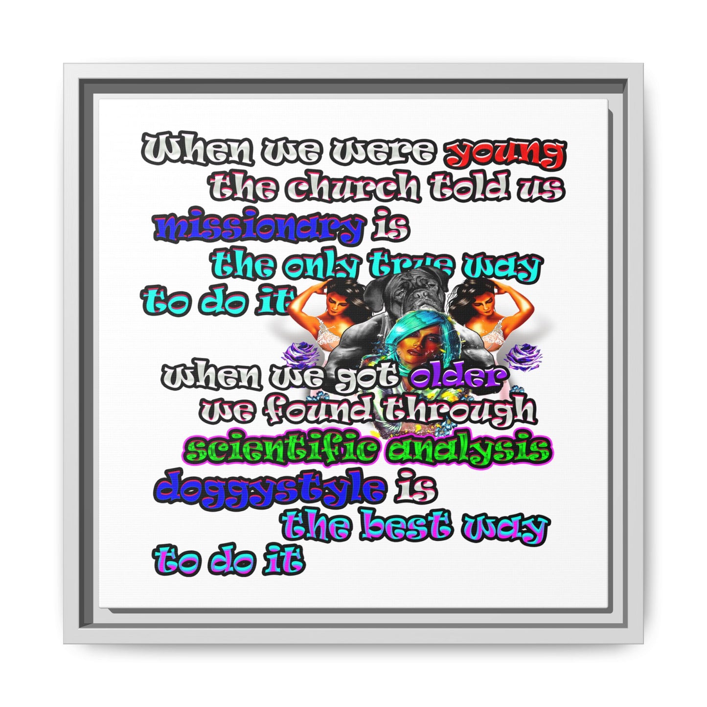 doggystyle - framed canvas art (white)
