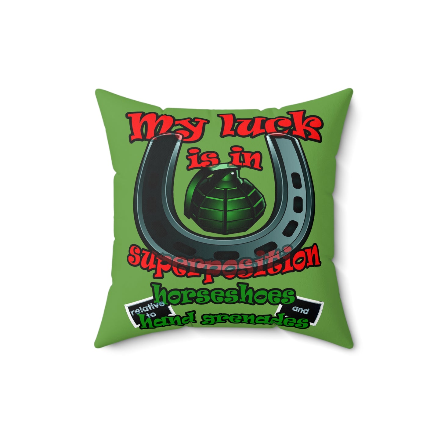 my luck - Spun Polyester Square Pillow - (green)