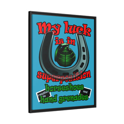 my luck - framed canvas art (turquoise)