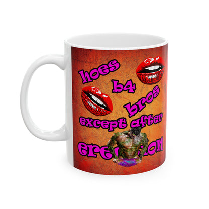 hoes b4 bros - White Mug (burnt orange)