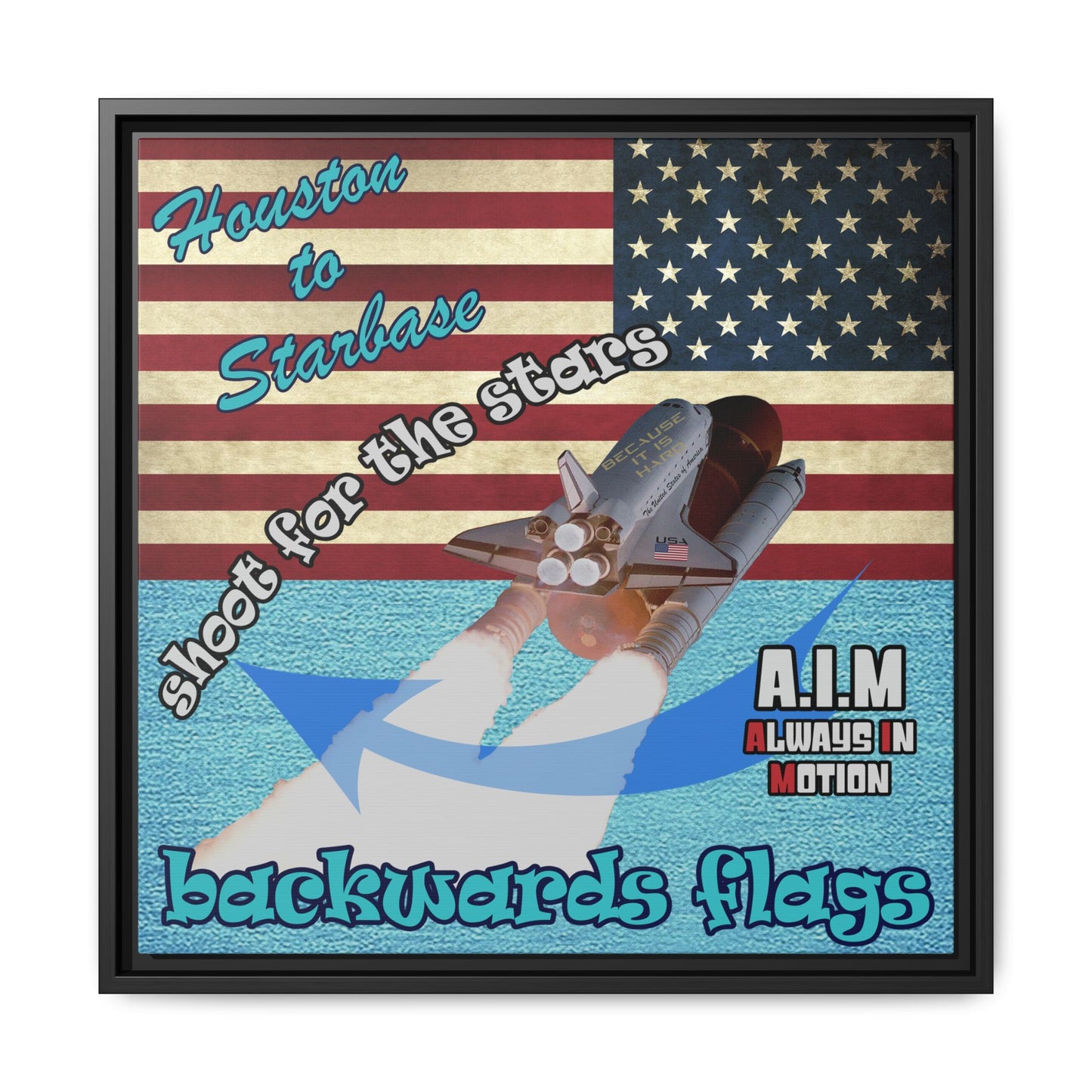 shoot for the stars - framed canvas art (faded blue)