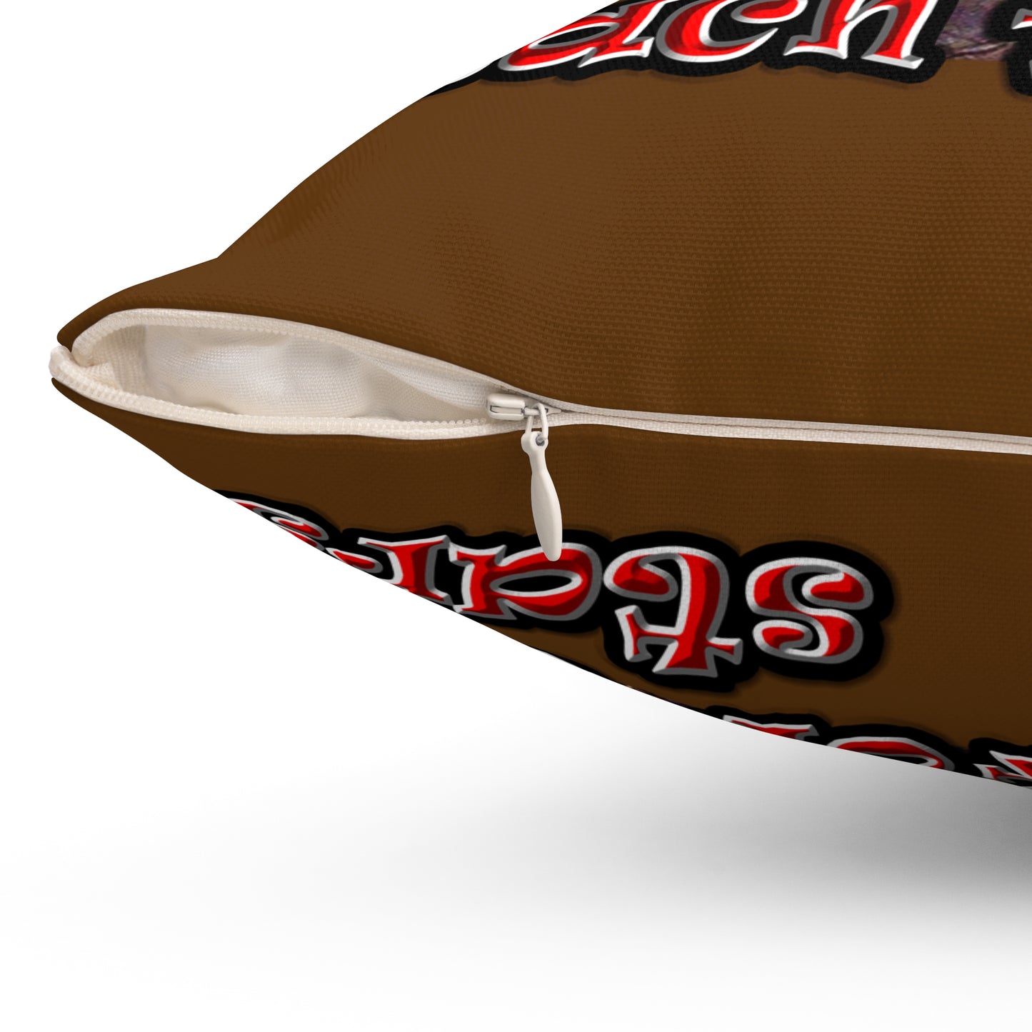defy conquer reach - Spun Polyester Square Pillow - (brown)