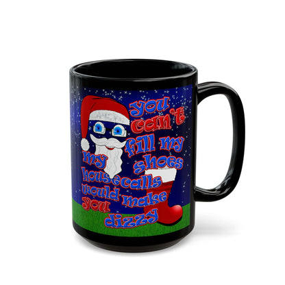 santa's shoes - Black Mug ('snoops' background)