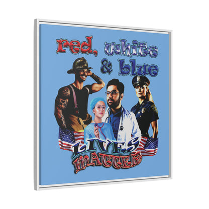 rw&b lives matter - framed canvas art (light blue)