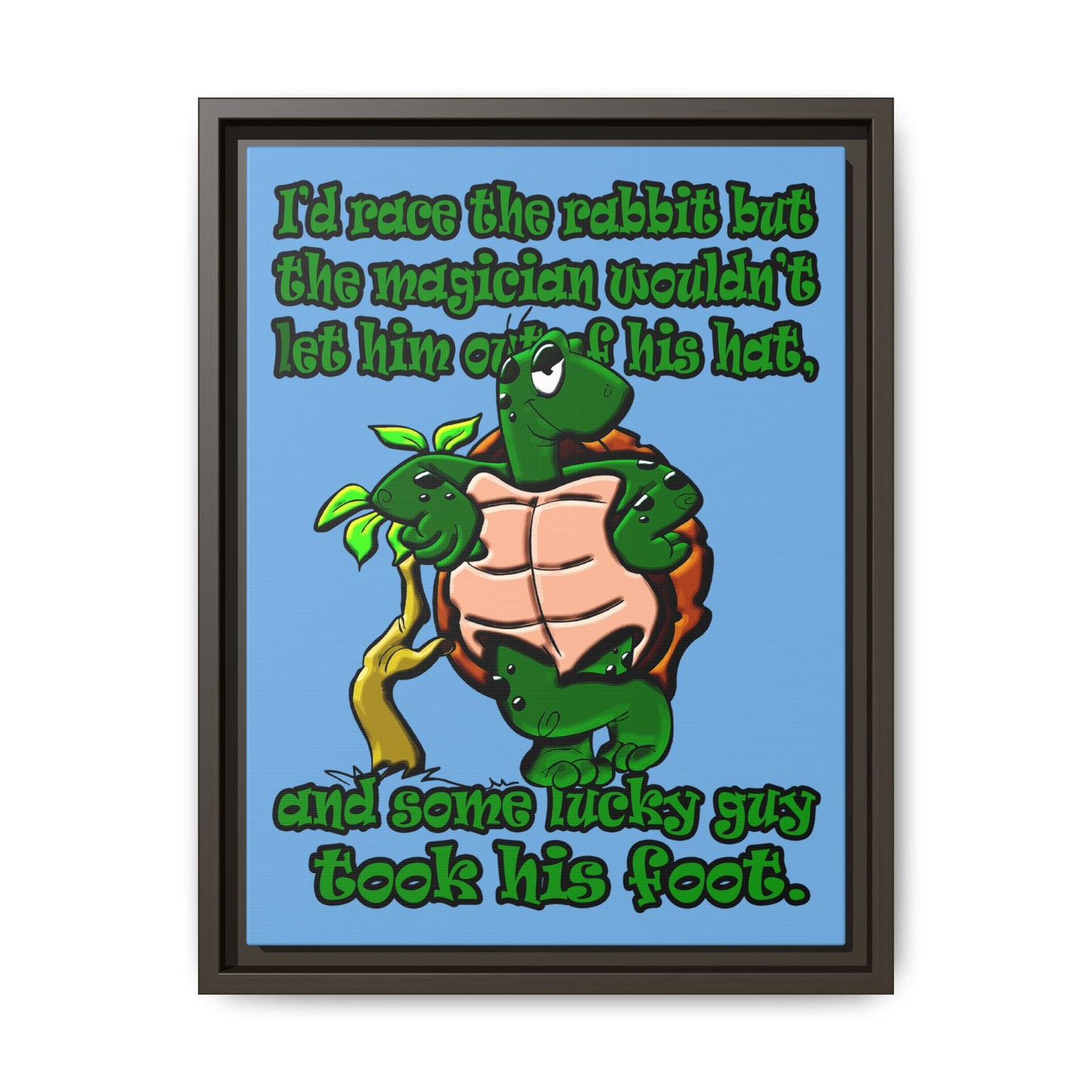turtle race - framed canvas art (light blue)
